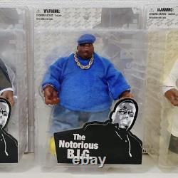 Notorious B. I. G. Action Figure by Mezco Black Blue White Set of 3 HIP HOP